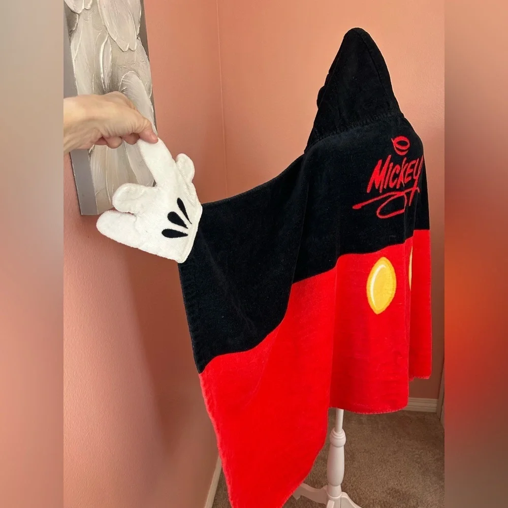Kid’s Disney Parks Mickey Mouse hooded poncho towel coverup beach pool bath OS